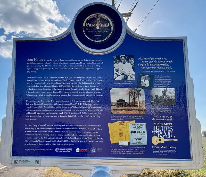 Son House Marker (reverse) image. Click for full size.