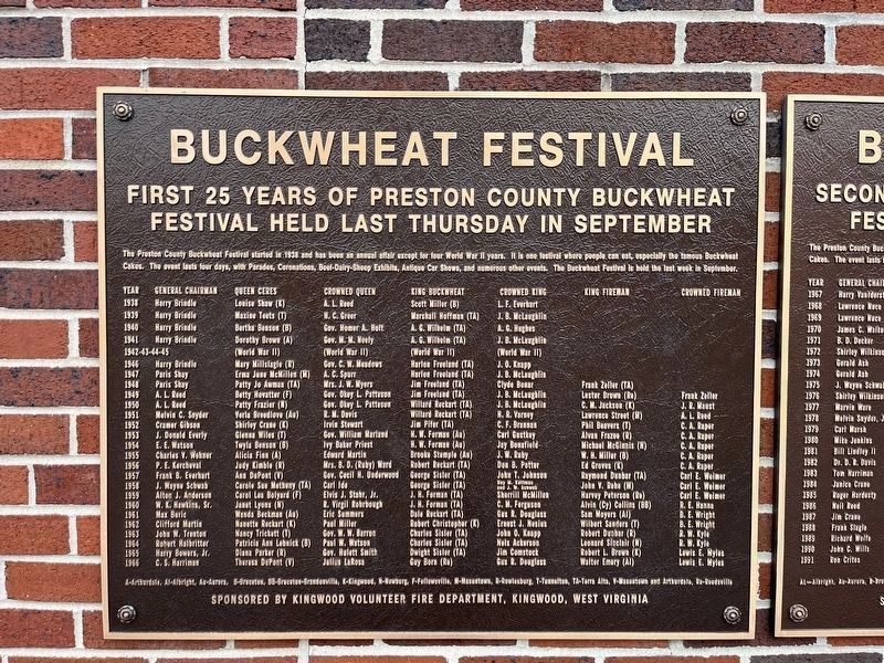Buckwheat Festival Marker (Left plaque) image. Click for full size.