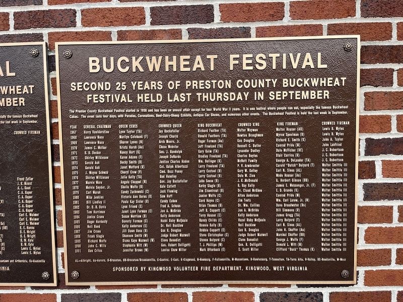 Buckwheat Festival Marker (Right plaque) image. Click for full size.
