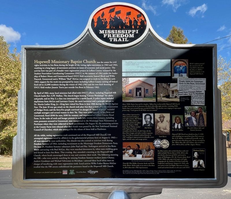 Hopewell Missionary Baptist Church Marker (reverse). Click for full size. Hopewell Missionary Baptist Church Marker (reverse) image. Click for full size.
