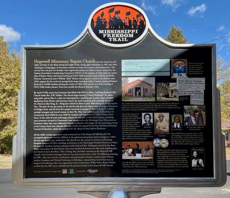 Hopewell Missionary Baptist Church Marker (reverse) image. Click for full size.