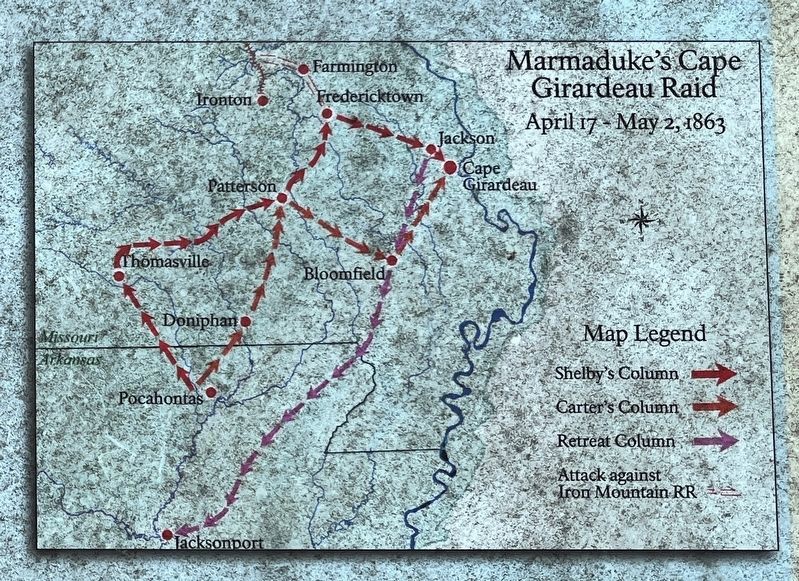 Marmaduke's Cape Girardeau Raid - April 17 - May 2, 1863 image. Click for full size.