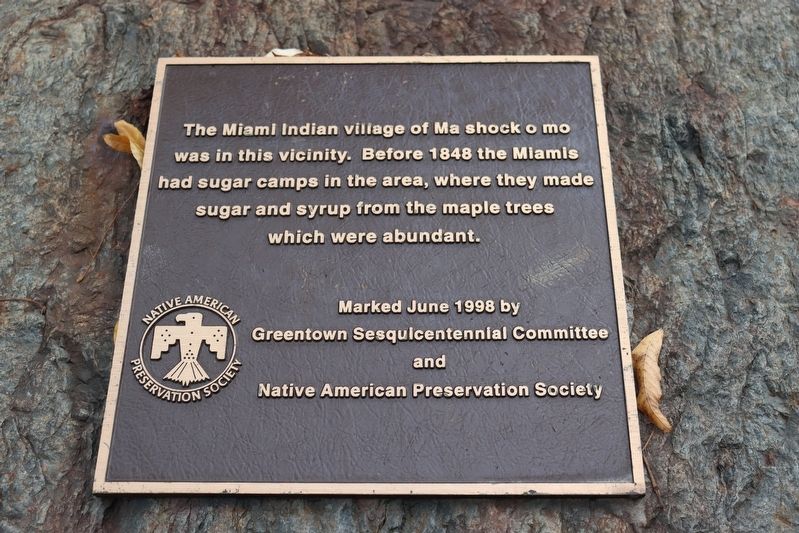 The Miami Indian Village of Ma shock o mo Marker. Click for full size. The Miami Indian Village of Ma shock o mo Marker image. Click for full size.