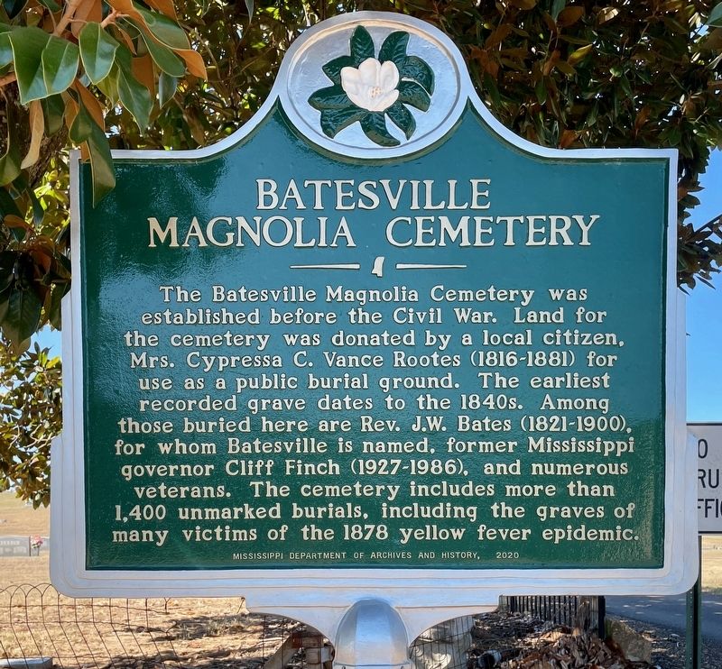 Batesville Magnolia Cemetery Marker image. Click for full size.