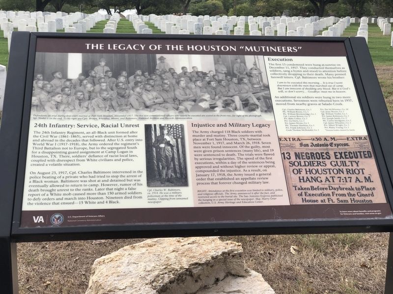 The Legacy of the Houston Mutineers Marker image. Click for full size.