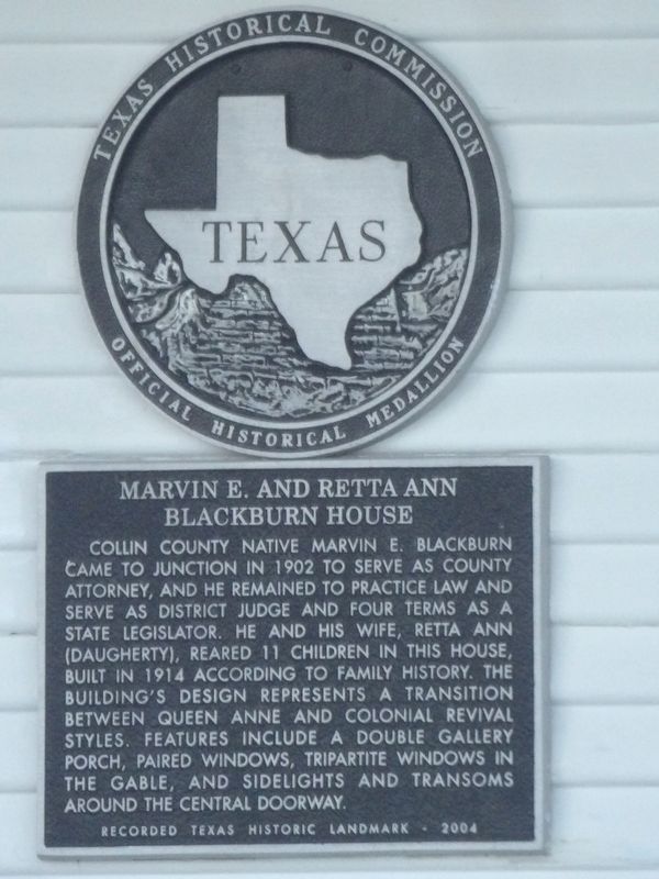 Marvin E. and Retta Ann Blackburn House Marker image. Click for full size.