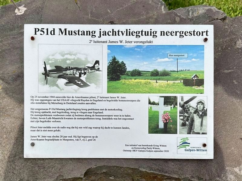 P51d Mustang jachtvliegtuig neergestort / P51d Mustang Fighter Plane Crash Marker image. Click for full size.