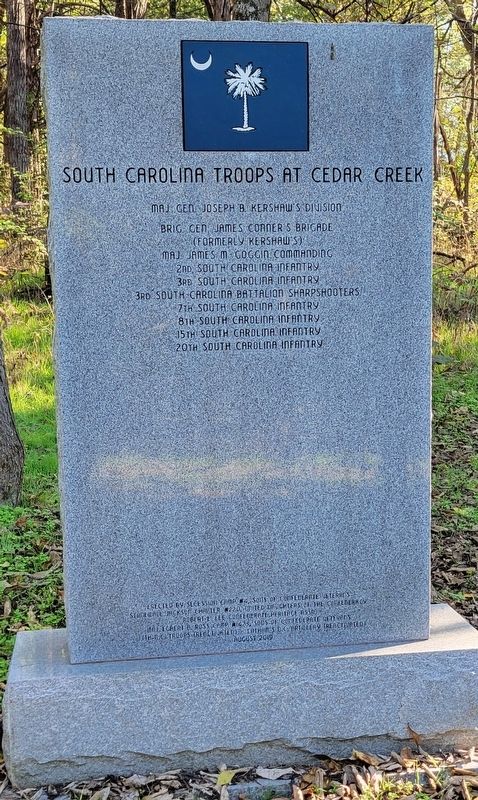 South Carolina Troops at Cedar Creek Marker image. Click for full size.