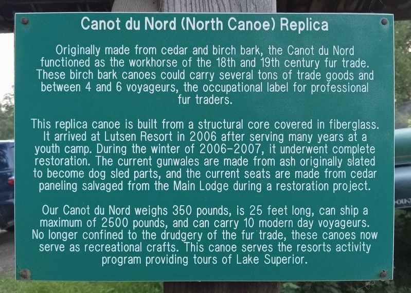 Canot du Nord (North Canoe) Replica Marker image. Click for full size.
