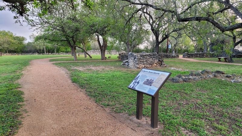 The Native Texas Mission Marker along the pathway image. Click for full size.
