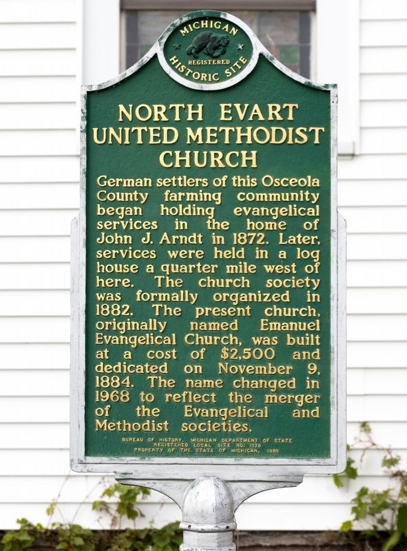 North Evart United Methodist Church Marker image. Click for full size.
