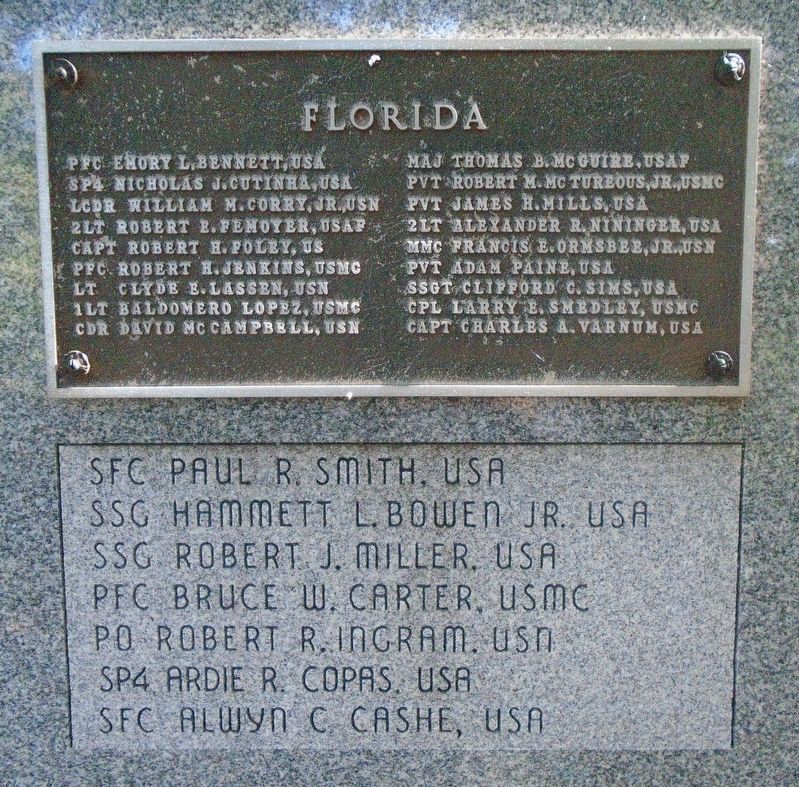 Florida Medal of Honor Recipients Marker image. Click for full size.