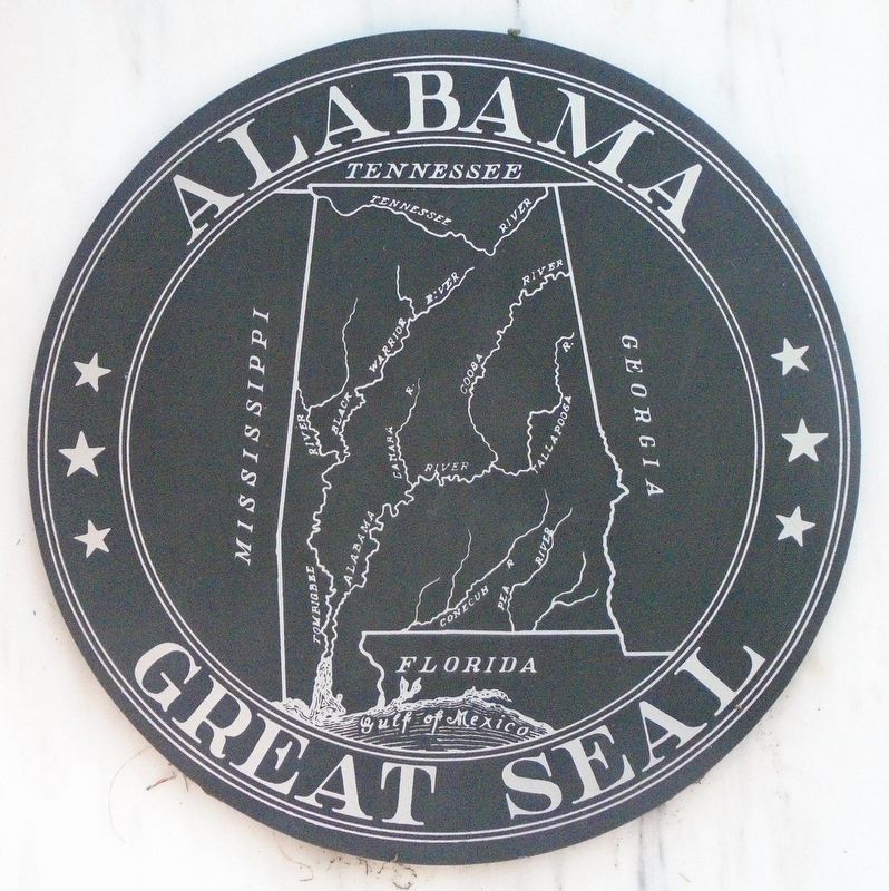 Alabama State Seal on Memorial Obelisk image. Click for full size.