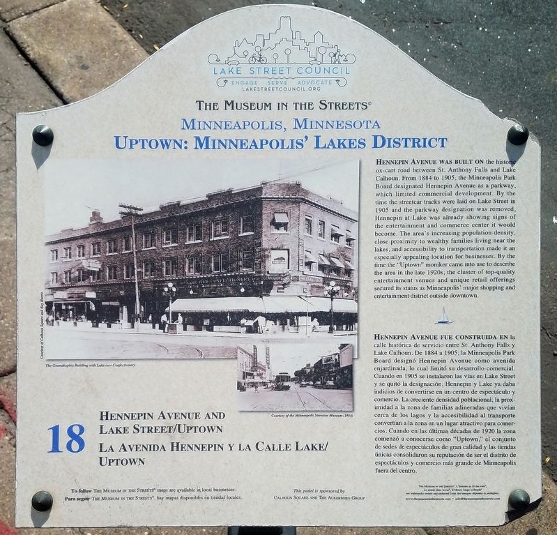 Hennepin Avenue and Lake Street/Uptown Marker image. Click for full size.