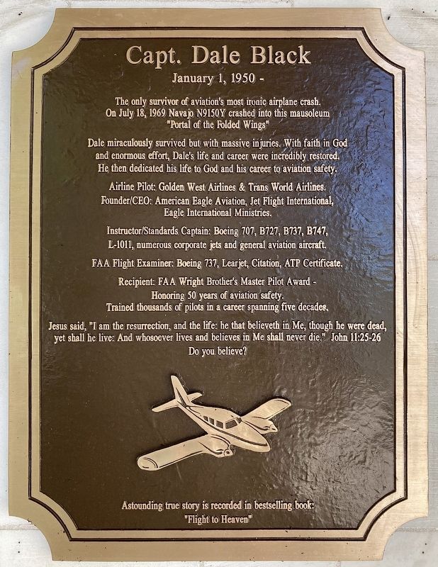 Capt. Dale Black Marker. Click for full size. Capt. Dale Black Marker image. Click for full size.