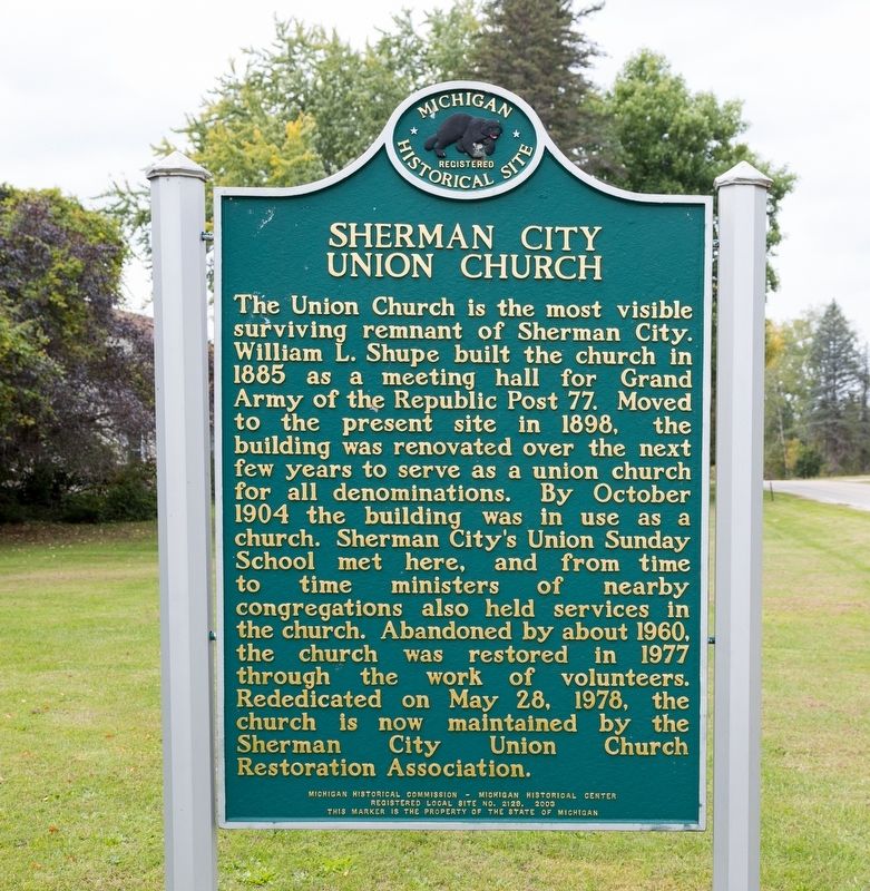 Sherman City Union Church side of marker image. Click for full size.