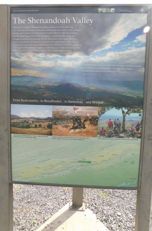 The Shenandoah Valley / Battle of Cedar Creek, October 19, 1864 Marker. Click for full size. The Shenandoah Valley / Battle of Cedar Creek, October 19, 1864 Marker image. Click for full size.