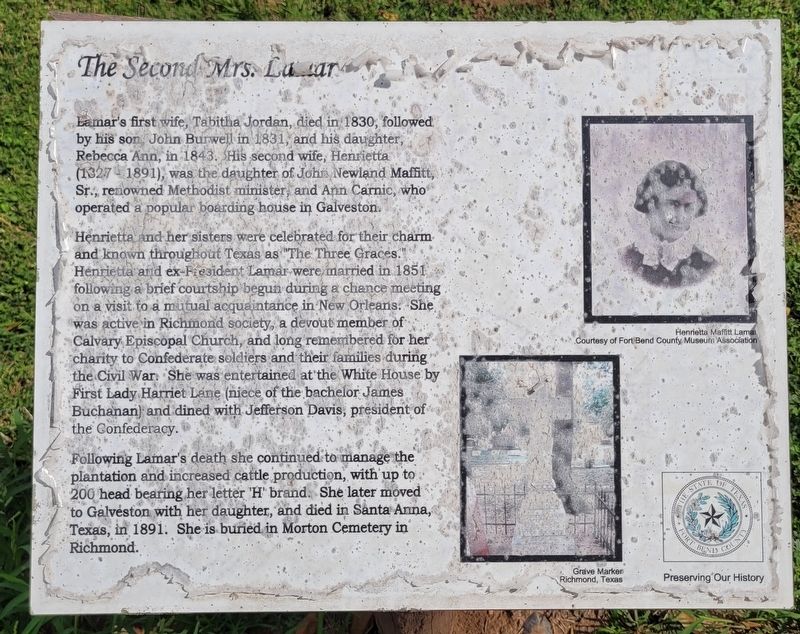The Second Mrs. Lamar Marker image. Click for full size.