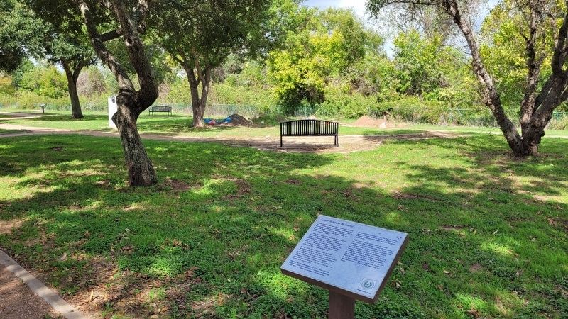 The view of the Lamar Moves to Richmond Marker along the pathway image. Click for full size.