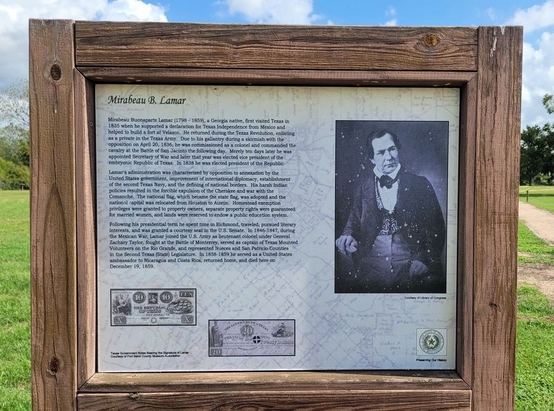 Mirabeau B. Lamar Marker. Click for full size. Mirabeau B. Lamar Marker image. Click for full size.
