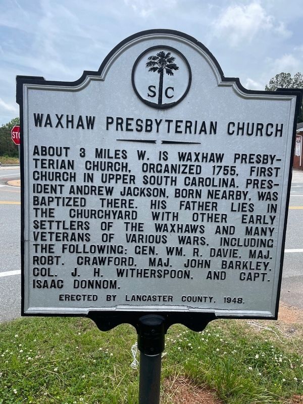 Waxhaw Presbyterian Church Marker. Click for full size. Waxhaw Presbyterian Church Marker image. Click for full size.