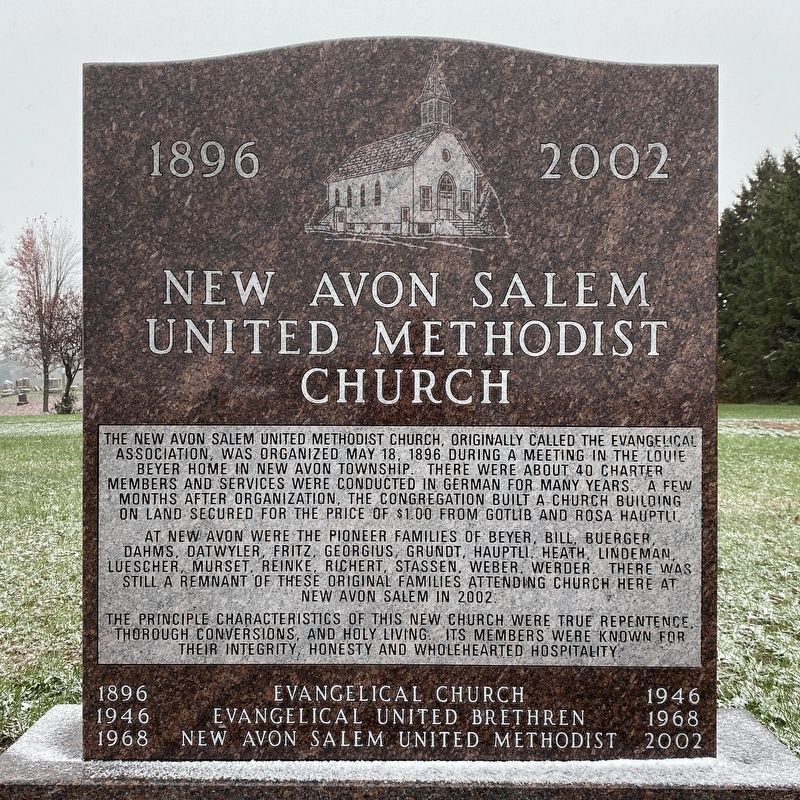 New Avon Salem United Methodist Church Marker, Side One. Click for full size. New Avon Salem United Methodist Church Marker, Side One image. Click for full size.