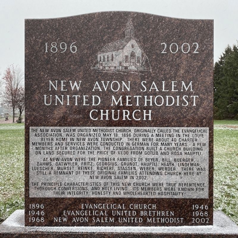 New Avon Salem United Methodist Church Marker, Side One image. Click for full size.