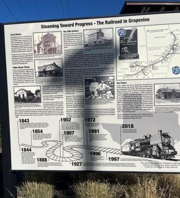 Steaming Toward Progress - The Railroad in Grapevine Marker image. Click for full size.
