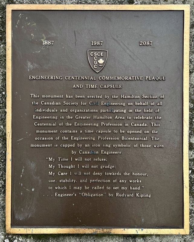 Engineering Centennial Commemorative Plaque and Time Capsule Marker image. Click for full size.
