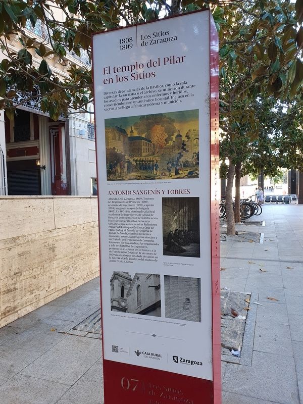 El Pilar Cathedral in the Sieges Marker English text image. Click for full size.