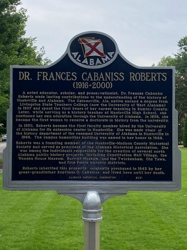 Cabaniss Home / Dr. Francis Cabaniss Roberts (1916-2000) Marker image. Click for full size.