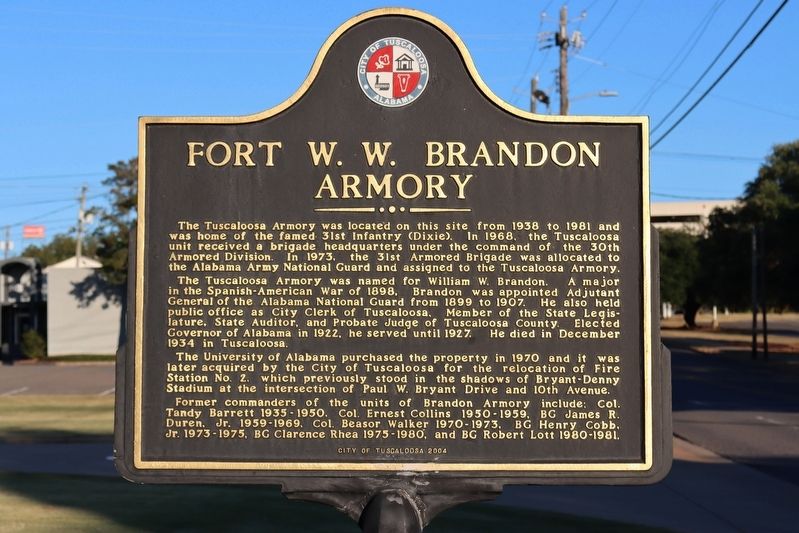 Fort W. W. Brandon Armory Marker image. Click for full size.