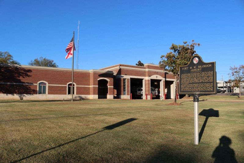 Fort W. W. Brandon Armory Marker & Tuscaloosa Fire Station No. 2 image. Click for full size.