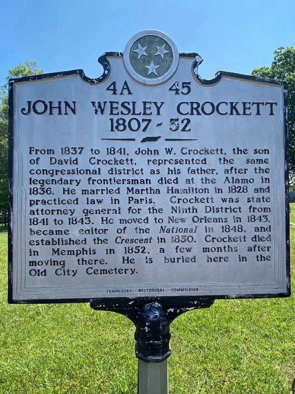 John Wesley Crockett Marker image. Click for full size.