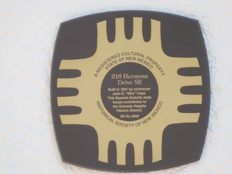 218 Hermosa Drive SE Marker. Click for full size. 218 Hermosa Drive SE Marker image. Click for full size.