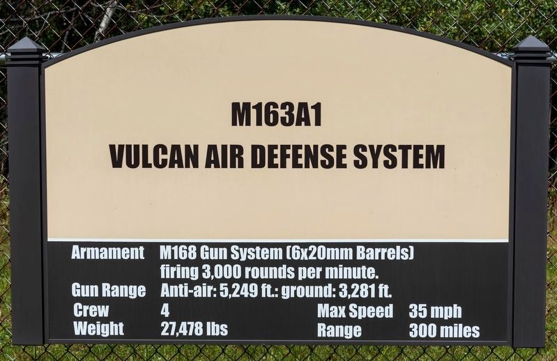 M163A1 Vulcan Air Defense System Marker image. Click for full size.