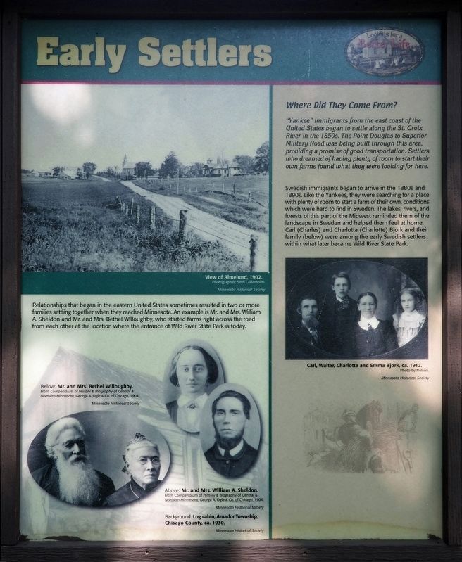 Early Settlers Marker panel 1 image. Click for full size.