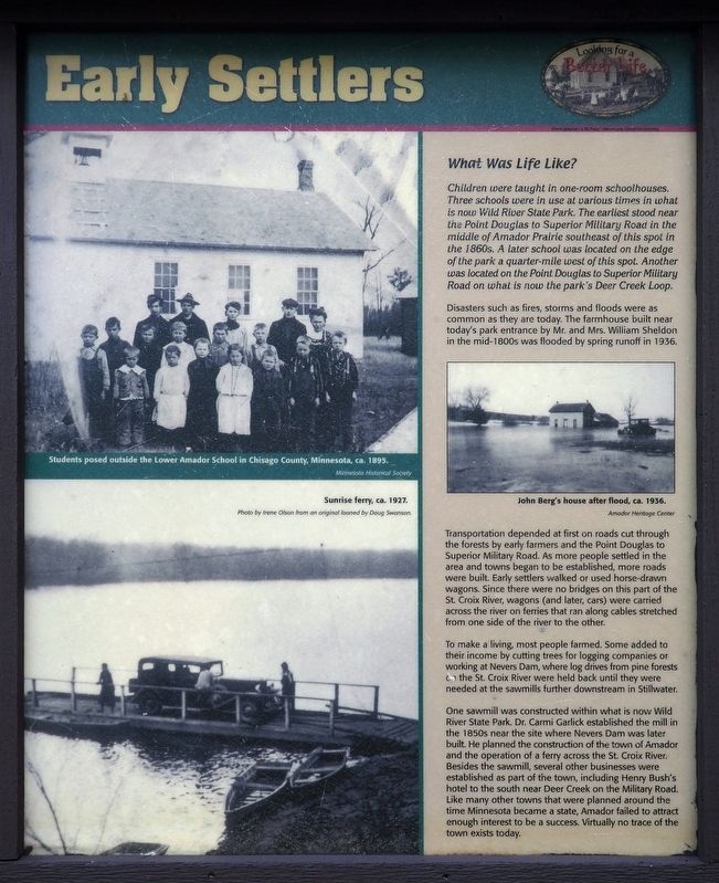 Early Settlers Marker panel 3 image. Click for full size.