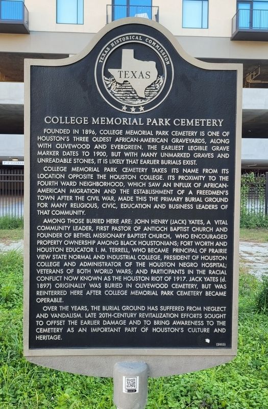 College Memorial Park Cemetery Marker image. Click for full size.