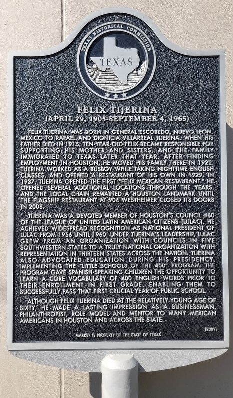 Felix Tijerina Marker. Click for full size. Felix Tijerina Marker image. Click for full size.