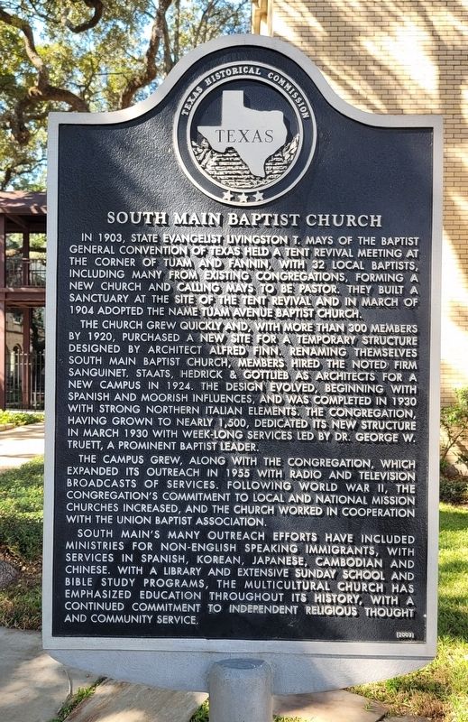 South Main Baptist Church Marker image. Click for full size.