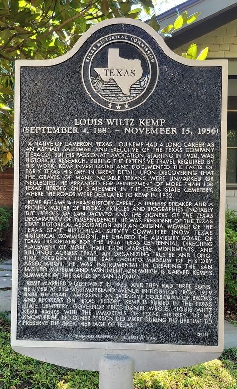 Louis Wiltz Kemp Marker. Click for full size. Louis Wiltz Kemp Marker image. Click for full size.