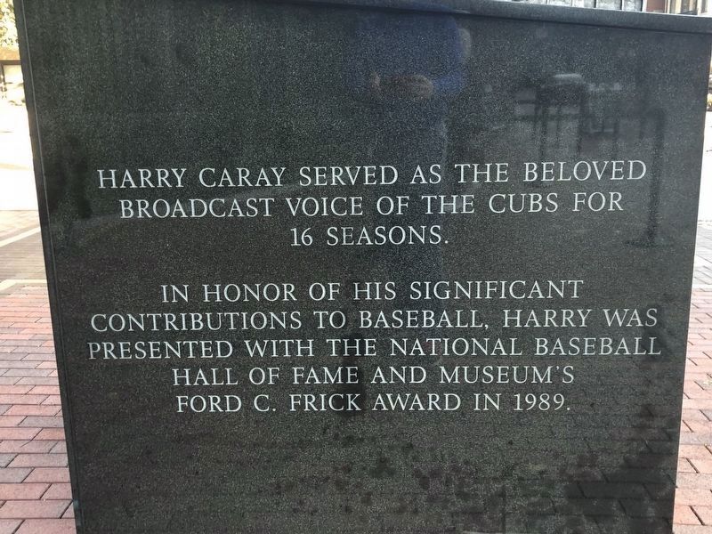 Harry Caray Statue, south-facing panel image. Click for full size.
