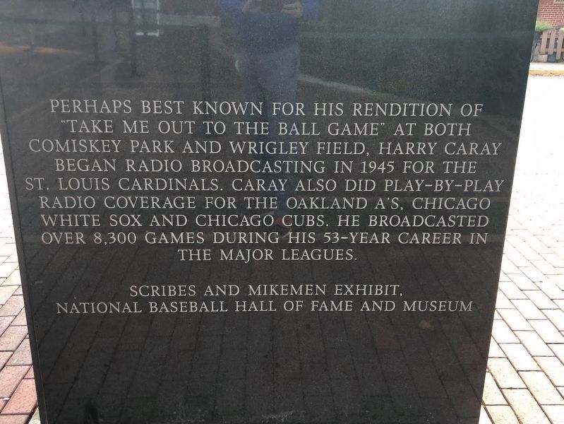 Harry Caray Statue, west-facing panel image. Click for full size.