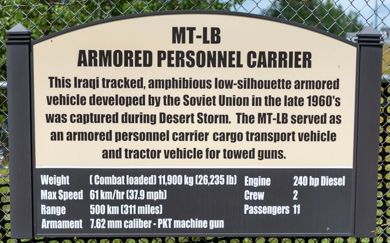 MT-LB Armored Personnel Carrier Marker image. Click for full size.