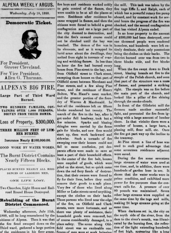 “Alpena’s Big Fire”. Click for full size. “Alpena’s Big Fire” image. Click for full size.