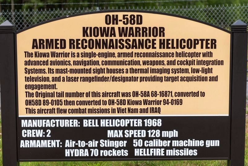 OH-58D Kiowa Warrior Armed Reconnaissance Helicopter Marker image. Click for full size.