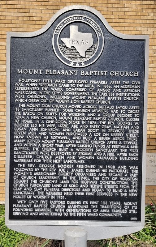 Mount Pleasant Baptist Church Marker image. Click for full size.