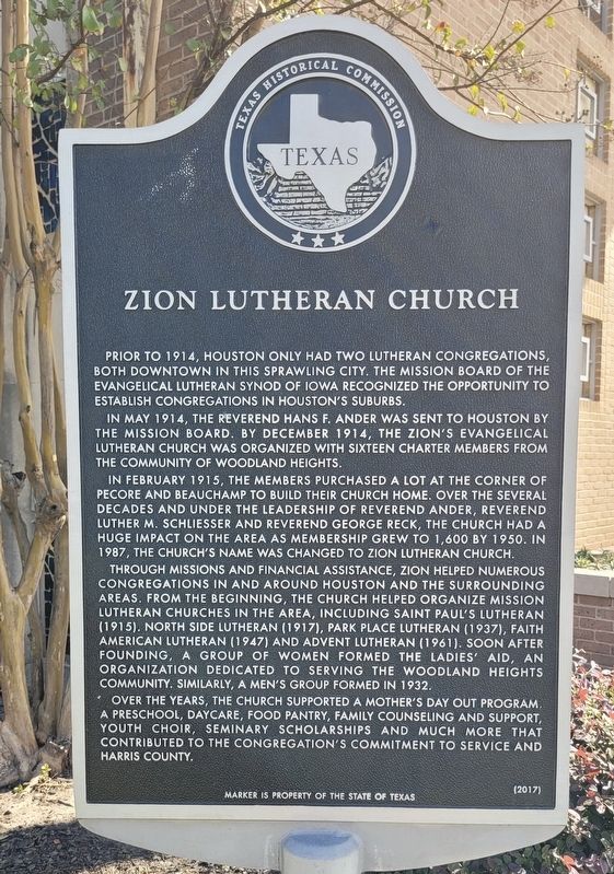 Zion Lutheran Church Marker. Click for full size. Zion Lutheran Church Marker image. Click for full size.