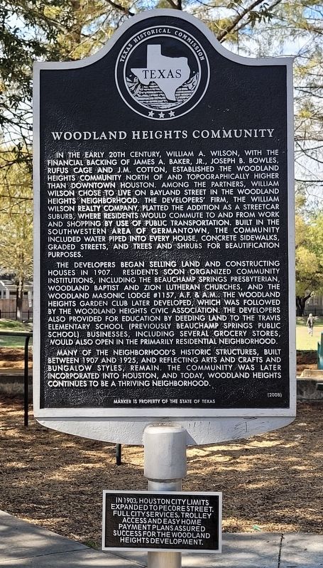 Woodland Heights Community Marker image. Click for full size.